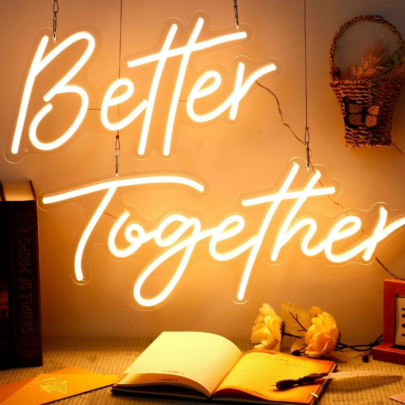 Custom Better Together Neon Sign light sign for bedroom Wall Decor Party Decorations Led Word Light Sign