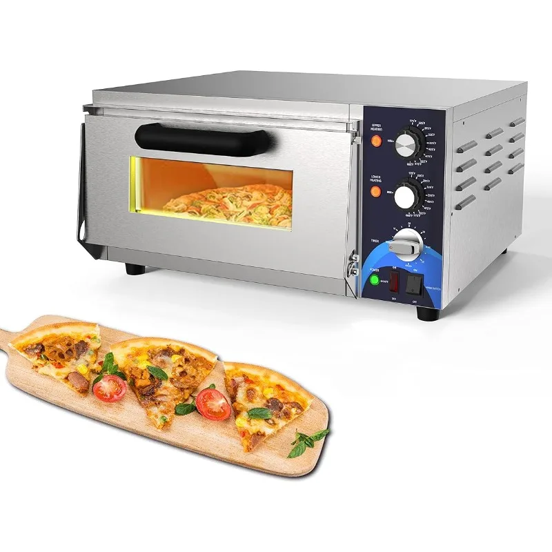 

HOOCOO Electric Pizza Oven Indoor Commercial Pizza Oven with Pizza Stone And 60-minitue Timer, Adjustable Temperature 175℉-660℉