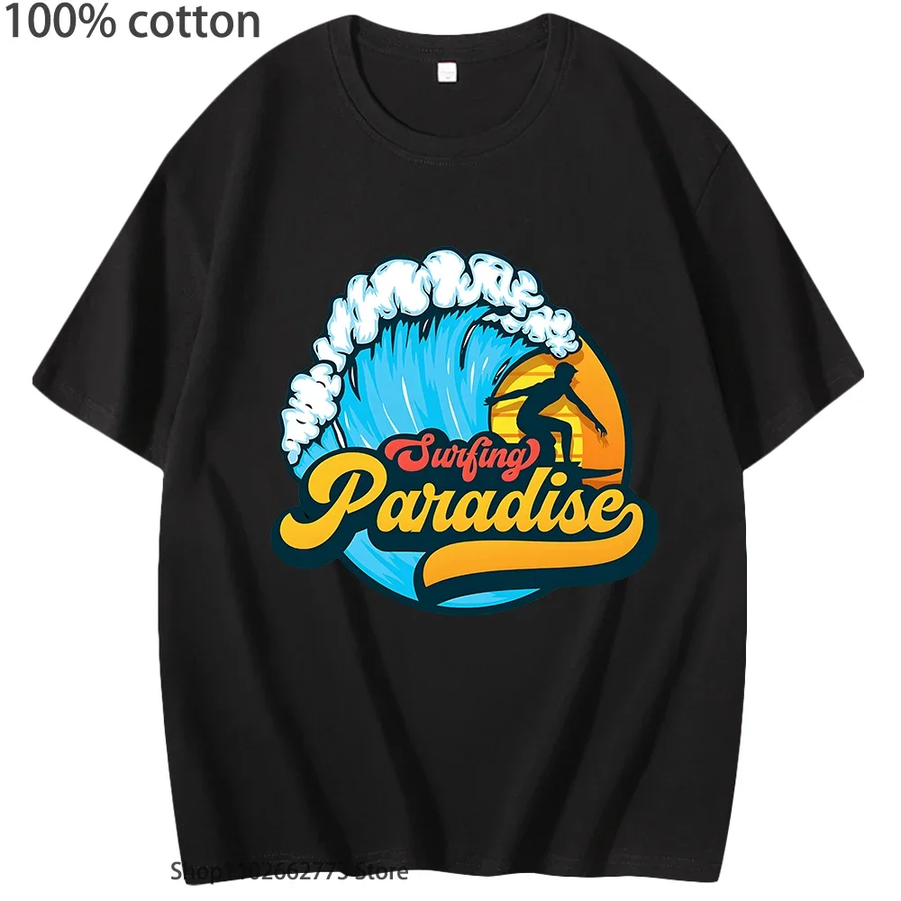 

Good Vibes Surf Beach Surfing Paradise T Shirts for Men Women T-shirts Retro Funny Tee 100%Cotton Tshirts Comfortable Streetwear