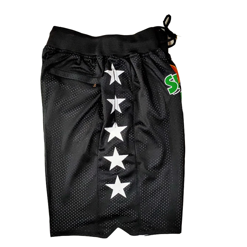 Basketball Shorts Summer Fashion Men\'s Sports Casual Fitness High Quality Beach Pants SPACE JAM Sewn Embroidered Black Mesh