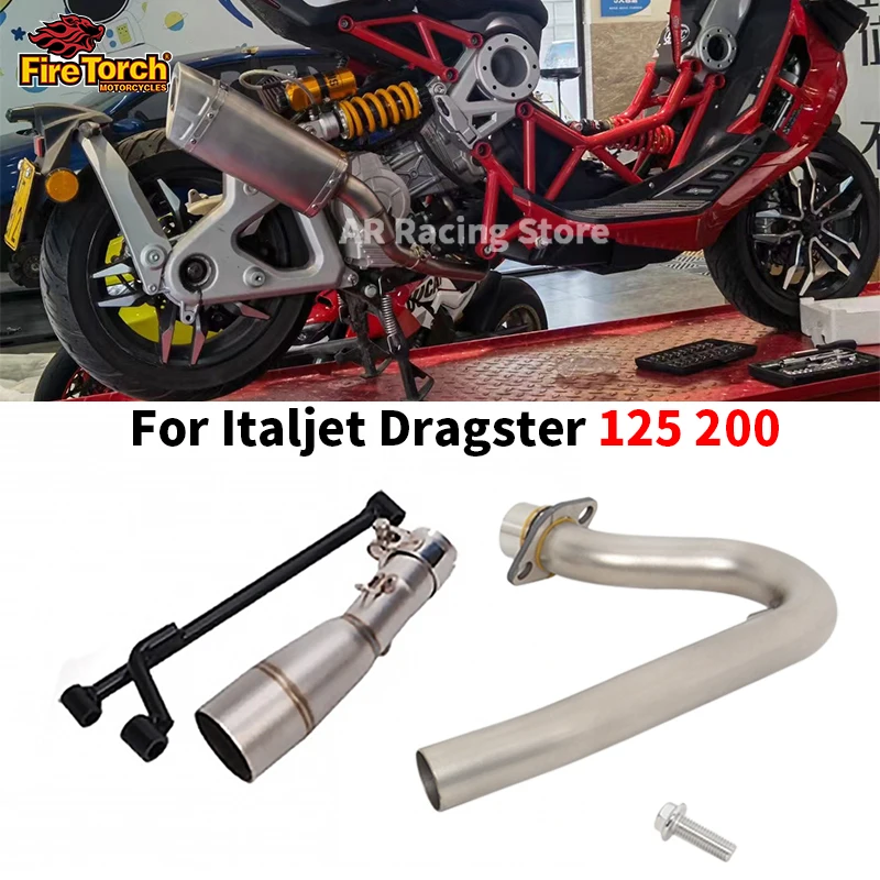 Motorcycle Full Systems Exhaust Escape Moto Modified Front Mid Link Pipe Special Accessories Slip For Italjet Dragster 125 200