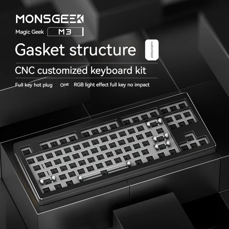 Imagem -03 - Monsgeek-kit Teclado Mecânico Keycaps Alumínio Personalizado Rgb Hot Plug Junta Jogo Esports Escritório Presente 87 Chave