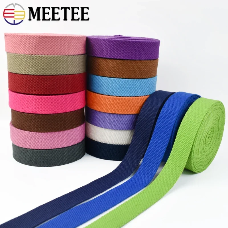 2-10M Meetee Cotton Webbing 25mm Nylon Strap Sewing Braid Backpack Belt Canvas Ribbon Band Shoulder Bag Straps To The Meter Tape