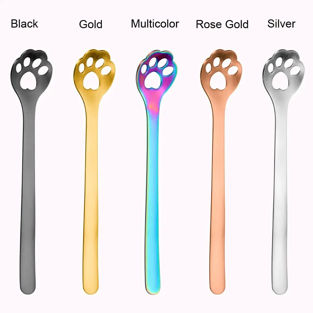 Creative Cartoon Cat Claw Coffee Stirring Spoons Hollow Dog Paw Spoon Kitchen Tableware Ice Cream Dessert Tea Accessories Gift