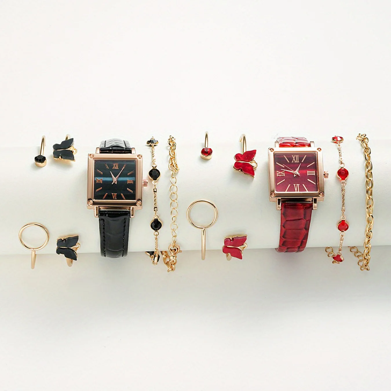 

5 шт.-Женский модный комплект кварцевых часов, комплект подходящих ювелирных изделий, элегантные часы и аксессуары, подходит для всех сцен