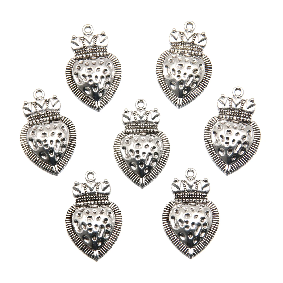 10PCS 32X20mm 2.5g Strawberry Charms Crown Heart Pendant Metal Alloy DIY Necklace Bracelet Earrings Marking