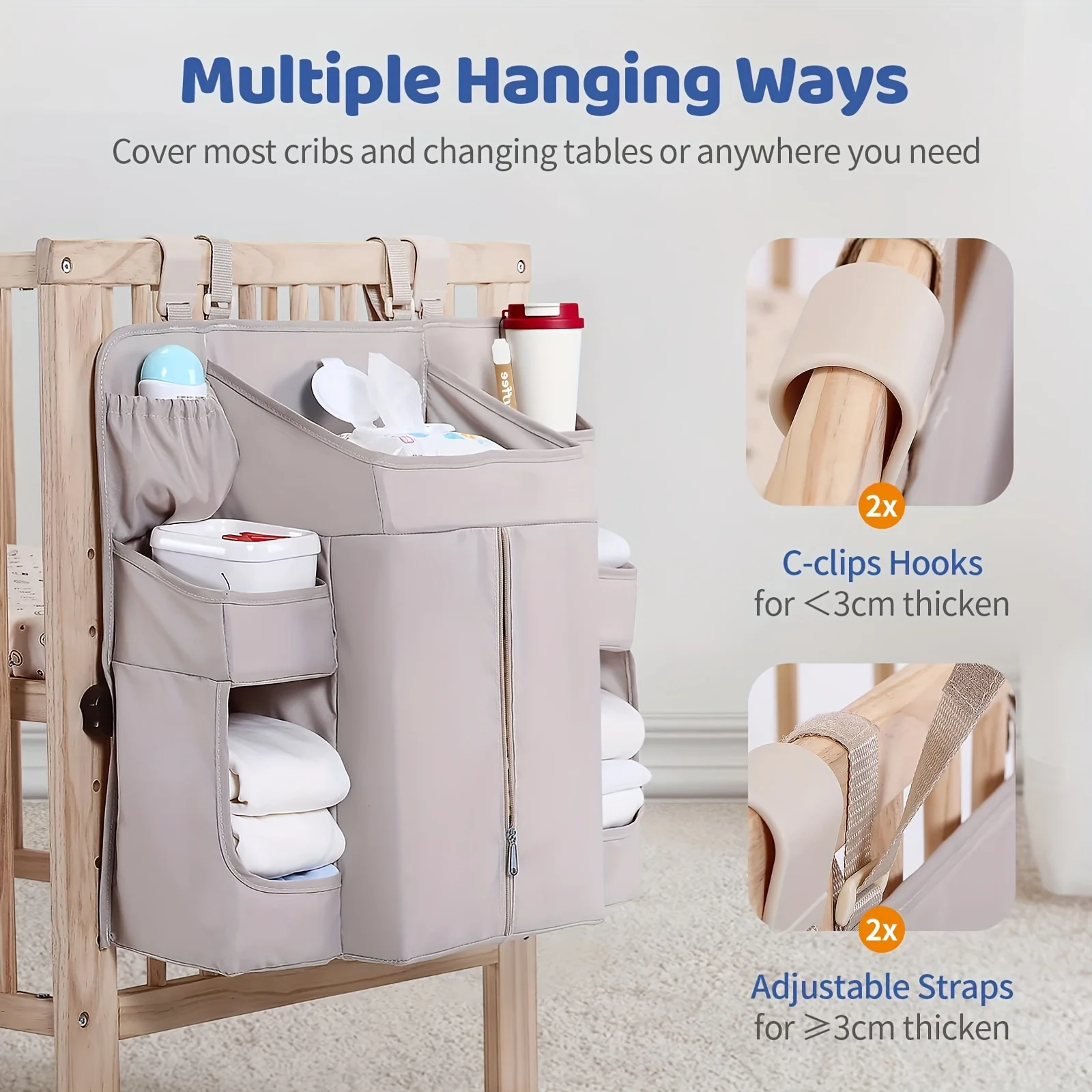 

Вместительная дорожная сумка-органайзер с множеством карманов - прочный нейлон, несколько отделений, возможность подвешивания и переноски, для путешествий.