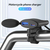 Motorcycle Dual USB Fast Charger 30W+18W PD+QC3.0 Fast Charging USB Charger Handlebar Waterproof 12V Phone Socket Adapter