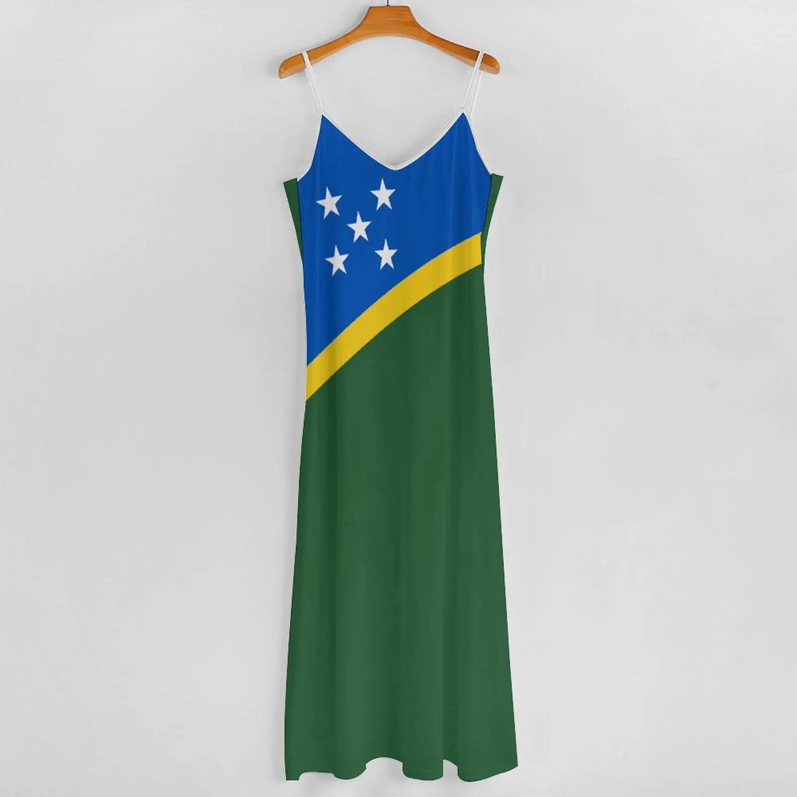 Long Dresses Dress Solomon Islands Flag Print New Casual Sleeveless Women's V-Neck Printed Dress Swing Retro Dresses