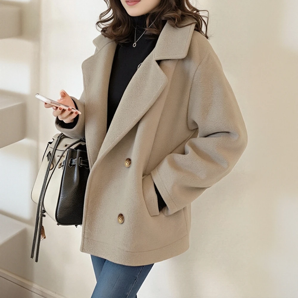 

Повседневное плюшевое пальто, осенняя модная женская верхняя одежда, удобный мягкий материал, стиль без украшения