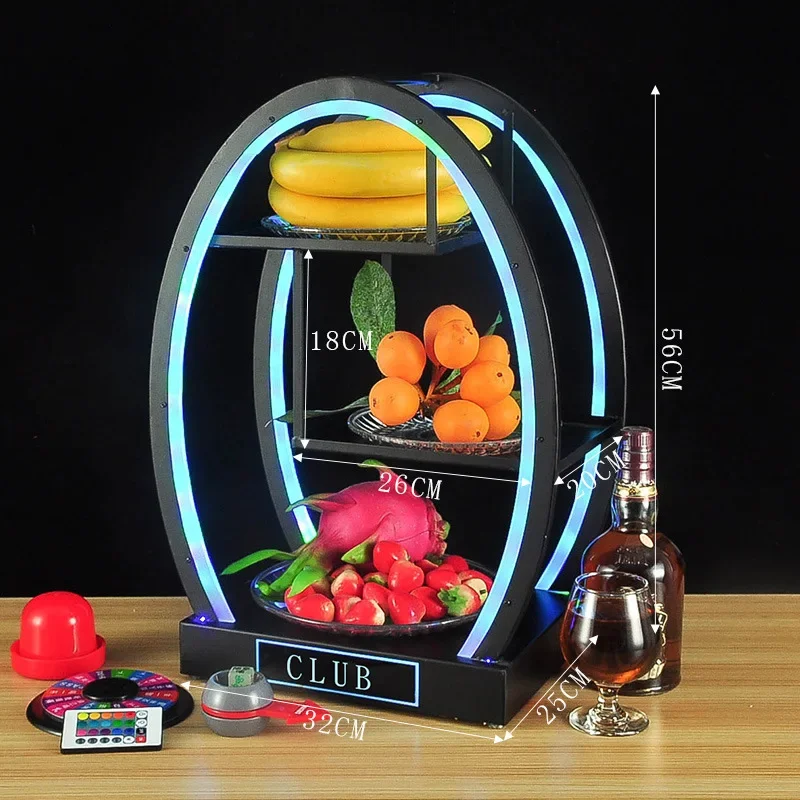 KTV Fruit Plate Snack Plate Bar Fruit Plate Three-Layer Fruit  Rack Creative Glow Dim Sum High-End Snack