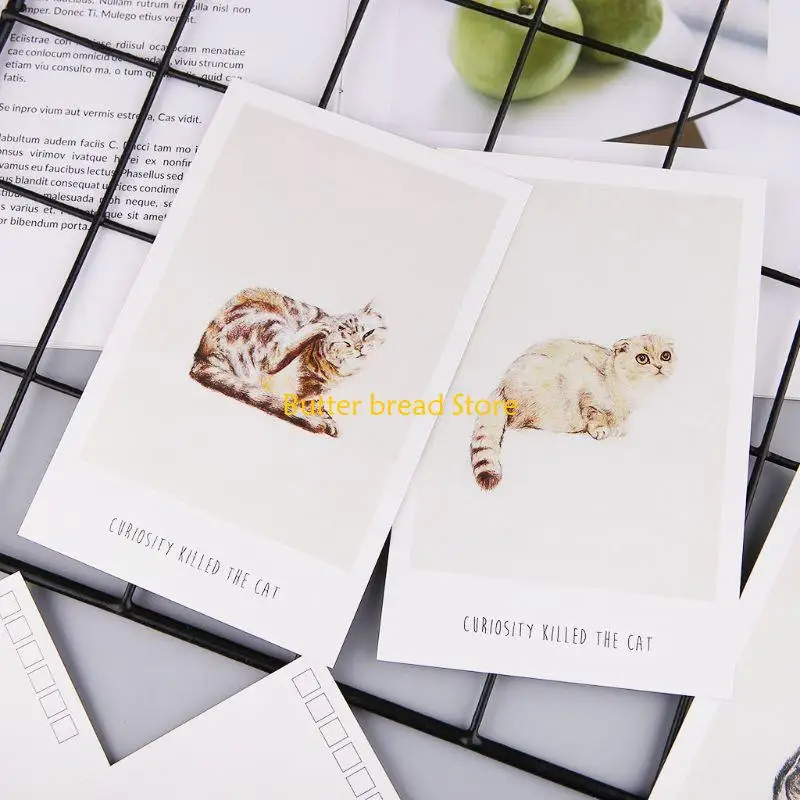 W89C 30 Sheets for Cat Paintings Retro Vintage Postcard Christmas Gift Card for Wish