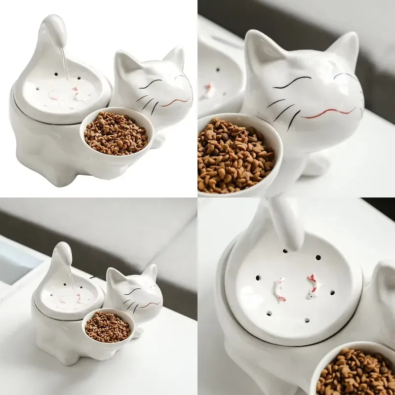 Indoor pet drinking ceramic cat water dispenser shortage power outage dog basin feeder