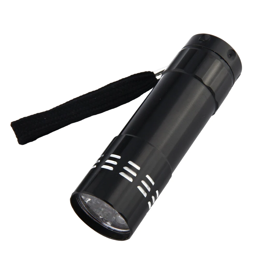 9 LED Mini Ultraviolet Torch Waterproof 395nm Handheld Ultraviolet Detector Portable for Fluorescent Agent/ Currency Test