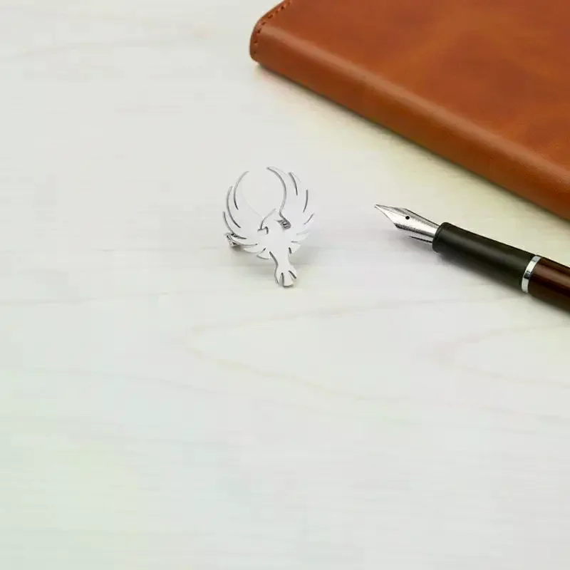 Stainless Steel Gold Color Phoenix Brooch Pin Animal Badge for Suit Collar Birthday Anniversary Party Decor