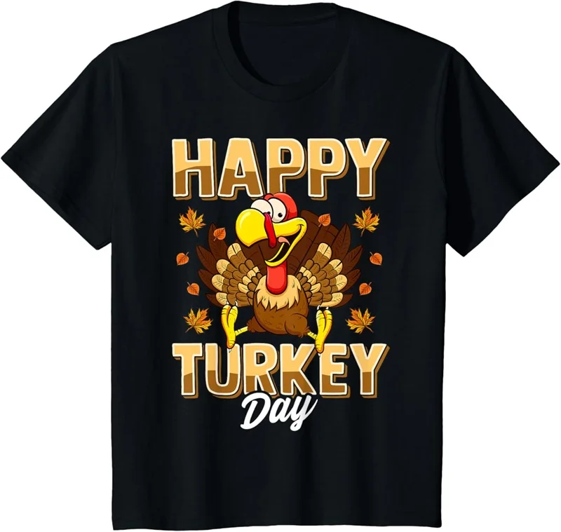 2024 Happy Turkey Day Thanksgiving Day Tshirt For Men Women New In Short Sleeve Oversized Tee Shirts Holiday Gift Streetwear