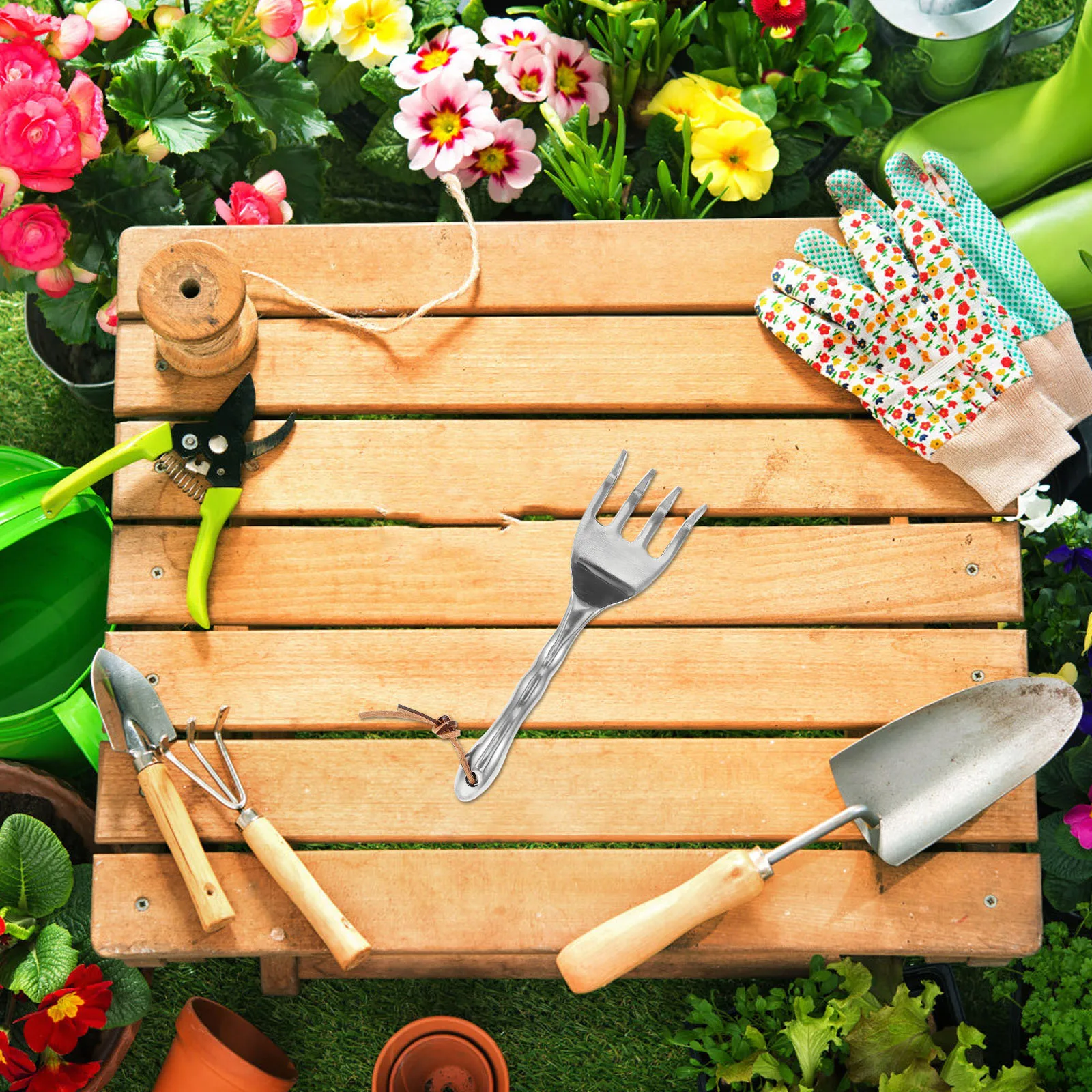 

1Pcs Durable Mini Garden Rake Compact Garden Hand Tool for Planting Trees and Flowers