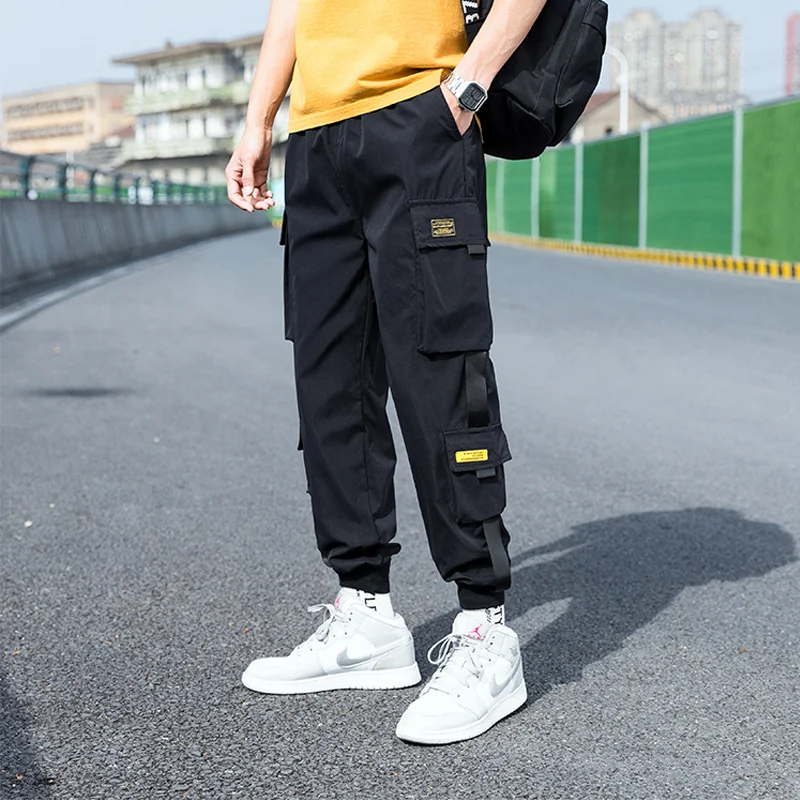 

Men's Korean Style Cooling Cargo Pants Summer New High Street Loose Tapered Joggers Streetwear Casual Long Trousers