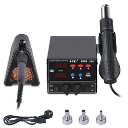 JCD 800W SMD Soldering Station Quick Heat 3 in 1 Heat Gun USB Interface LED Display Solder Iron BGA Rework Welding Station 8206