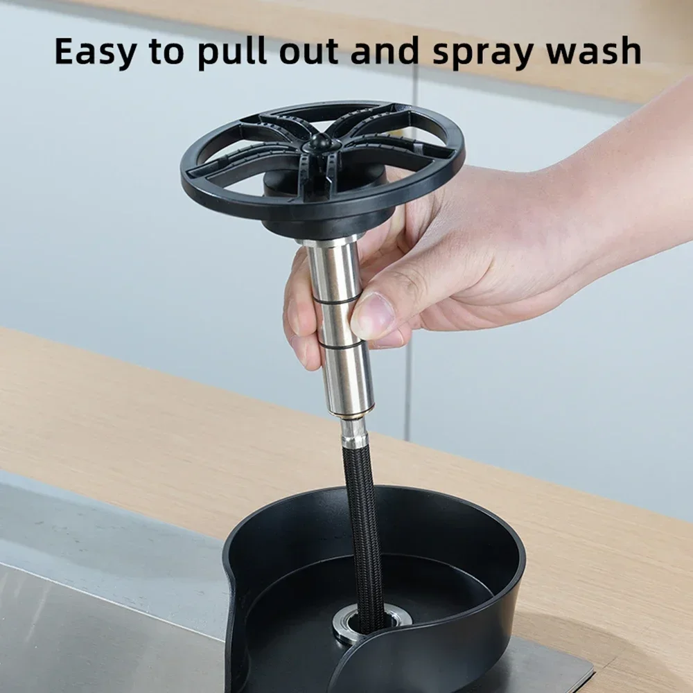 Glass Rinser for Kitchen Sink Cup Washer for Sink Faucet Bar Glass Rinser 360 Degree Rotating Spout with Pull-out Spray Design