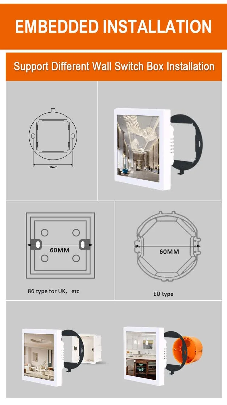 Tuya Interruptores Inteligentes Do Toque, Controle Remoto WiFi, Android, Zigoption, 4"