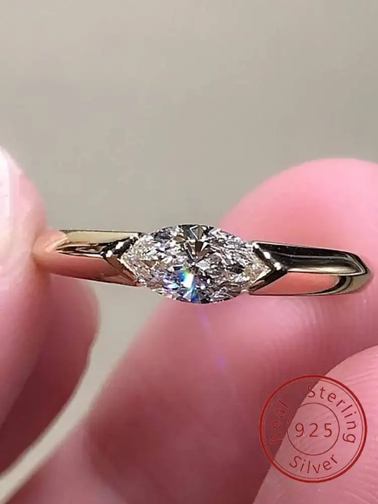 

Простое серебро 925 пробы, модное кольцо с цирконом маркизы для женщин, помолвка, юбилей, вечеринка, повседневная одежда, изящные ювелирные изделия