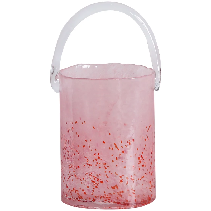 

Chic Pink Bucket Glass Handbag Vase: A Perfect Ornament for Avian & Floral Abodes, an Instagrammable Must-Have for Influencers
