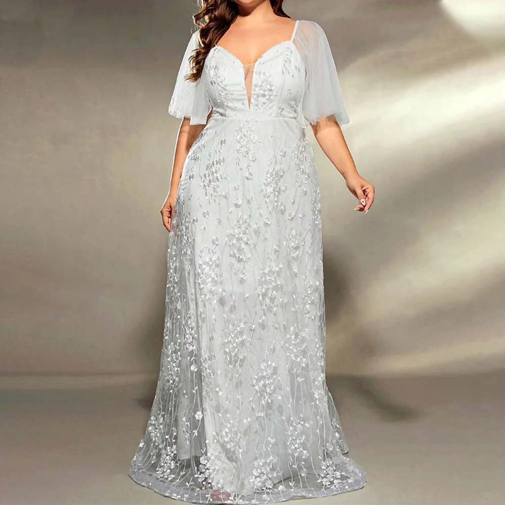 

Customized Elegant Long Mother of the Bride Dresses Lace Half Sleeve Floor-Length Mermaid Wedding Guest Party Groom Dress 2025