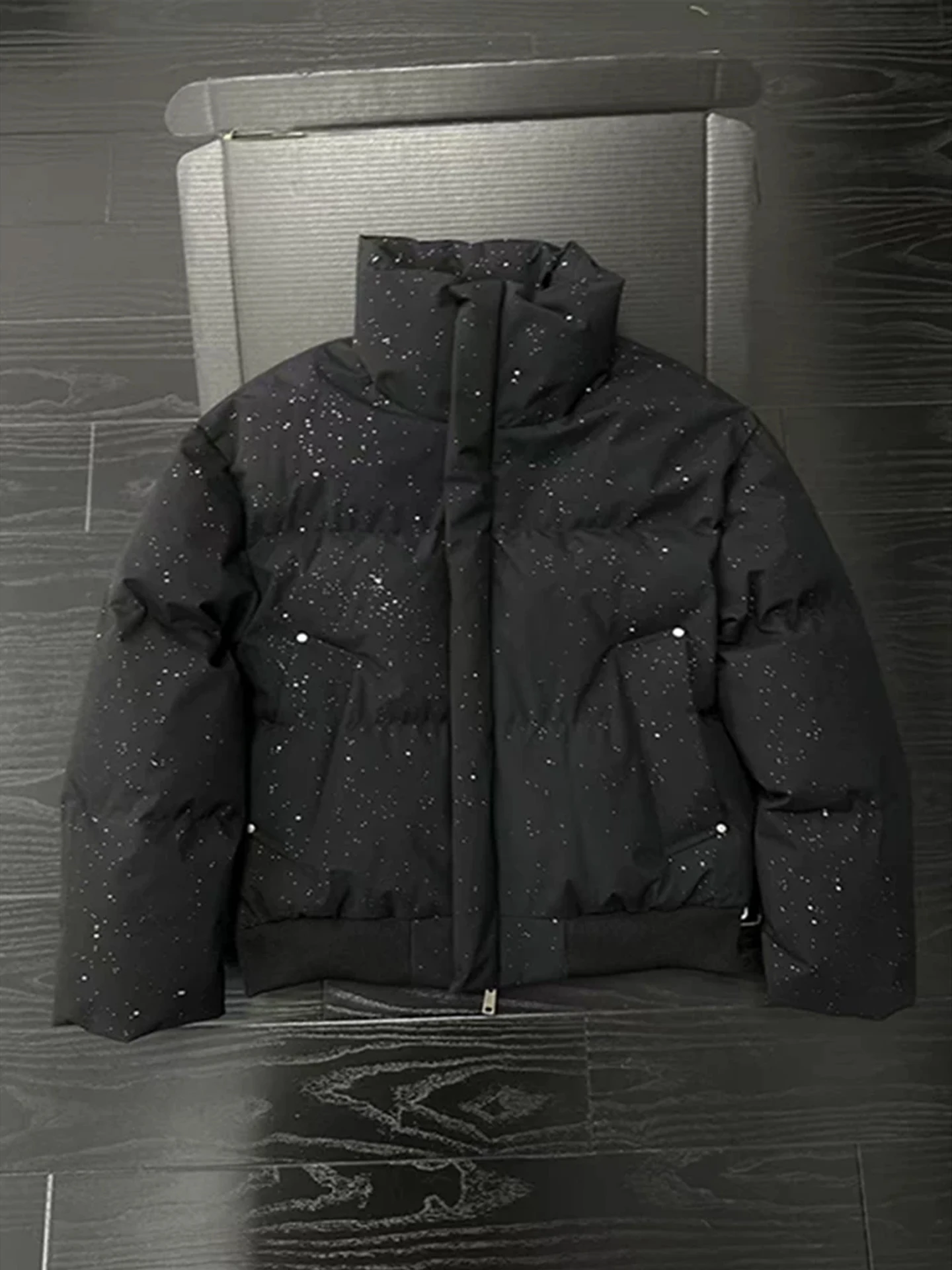 

Black Star Men's down Cotton Jacket Winter Thick Warm Stylish American Stand Collar Cotton Coat Outerwear Polyester Fiber Fil...