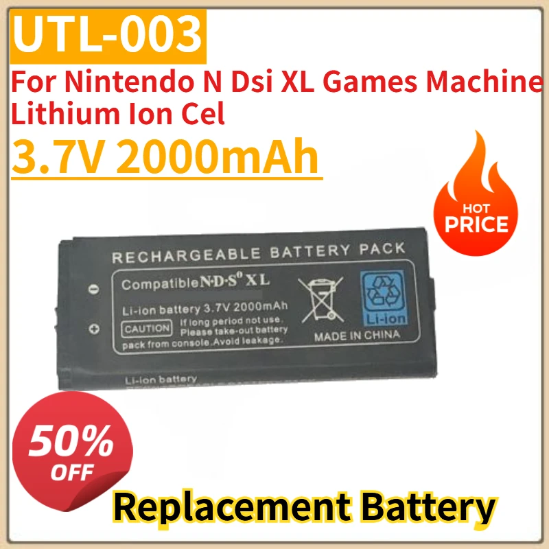 

High Quality New Rechargeable Battery UTL-003 3.7V 2000mAh NDSiXL Batteries for Nintendo N Dsi XL Games Machine Lithium Ion Cel