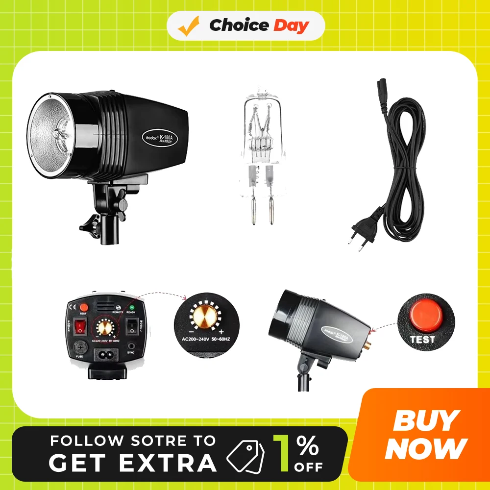 

Godox K-180A 180Ws Photography Portable Mini Master Studio Flash Lighting