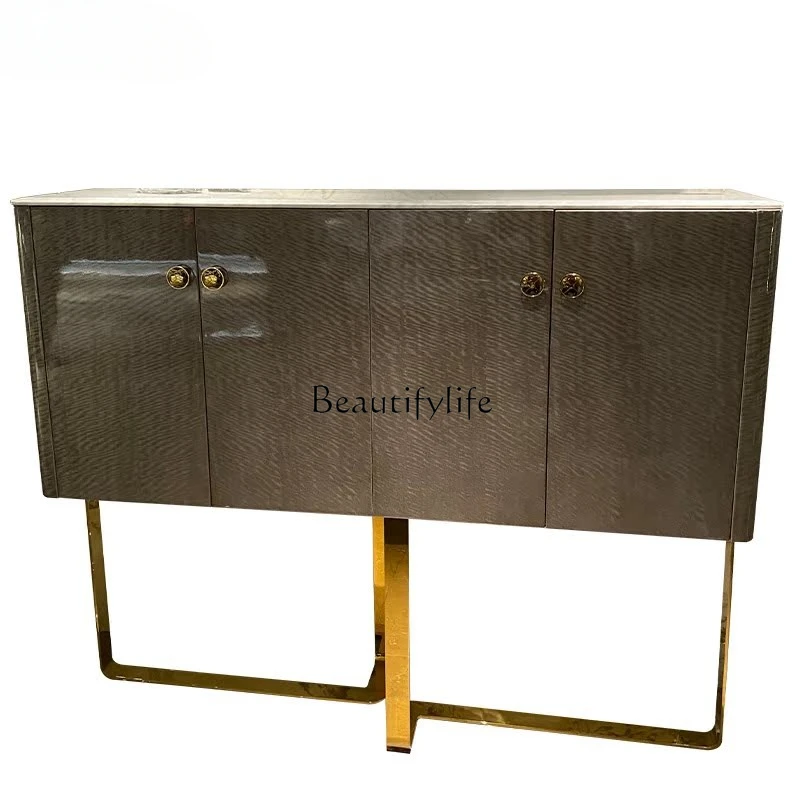 Italian light luxury high-end decorative cabinet stainless rigid foot entrance cabinet