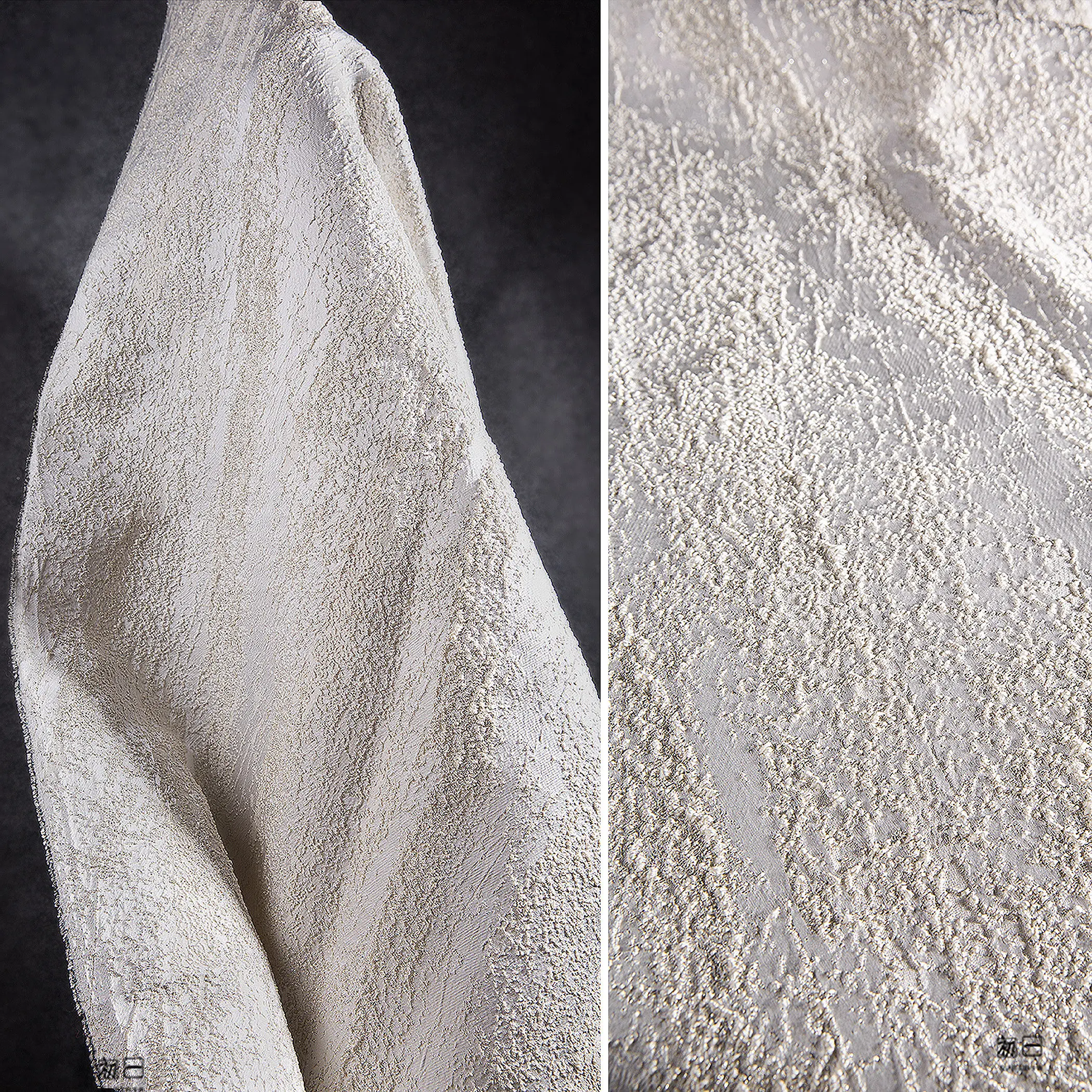 White Three-Dimensional Particle Gradient Figured Cloth/Irregular Reconstruction Texture Coat Clothing Designer Creative Fabric