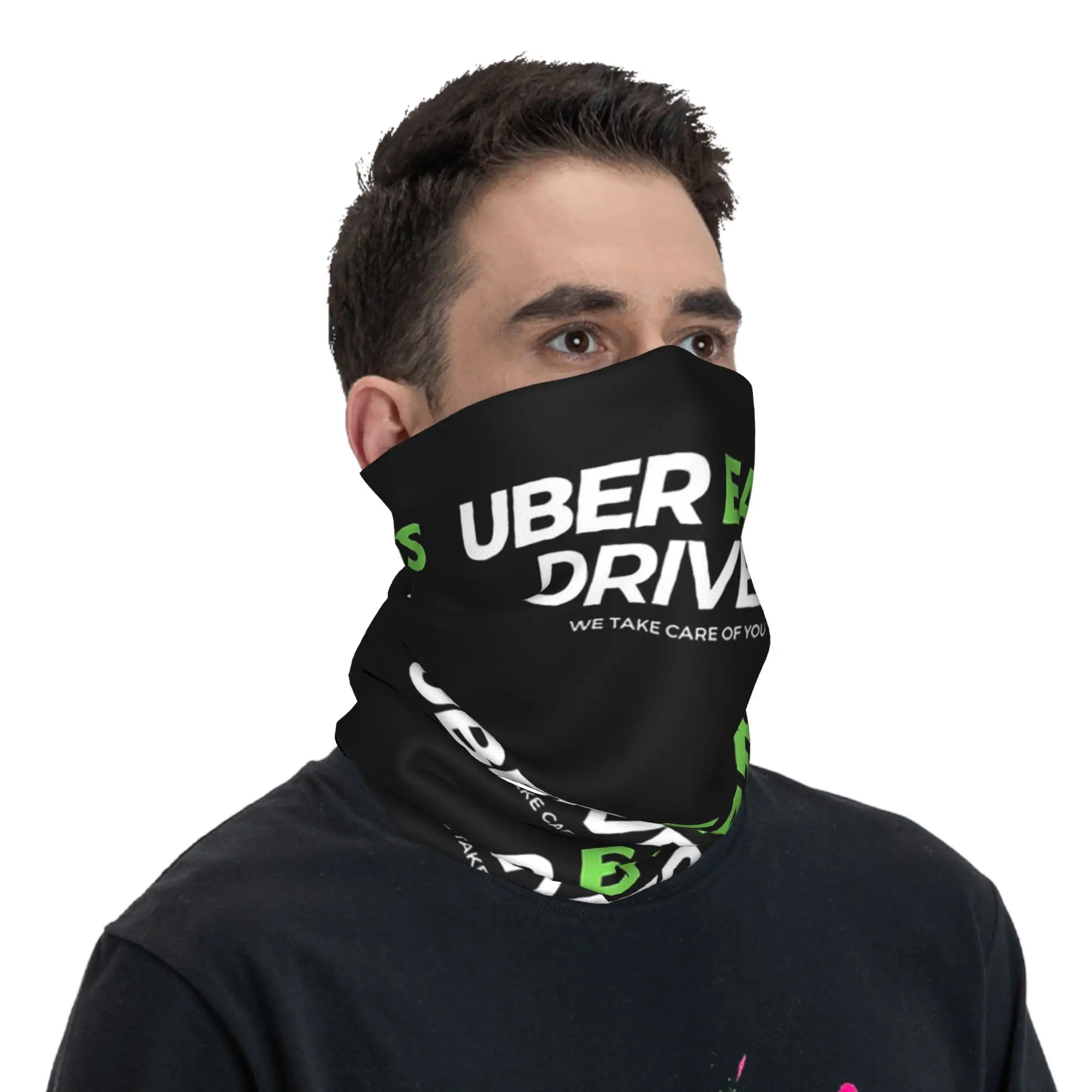 Uber Eats Driver Logo سائق توصيل الطعام باندانا غطاء الرقبة المطبوعة التفاف قناع وشاح قناع الوجه الدافئ المشي لمسافات طويلة الصيد الرجال النساء