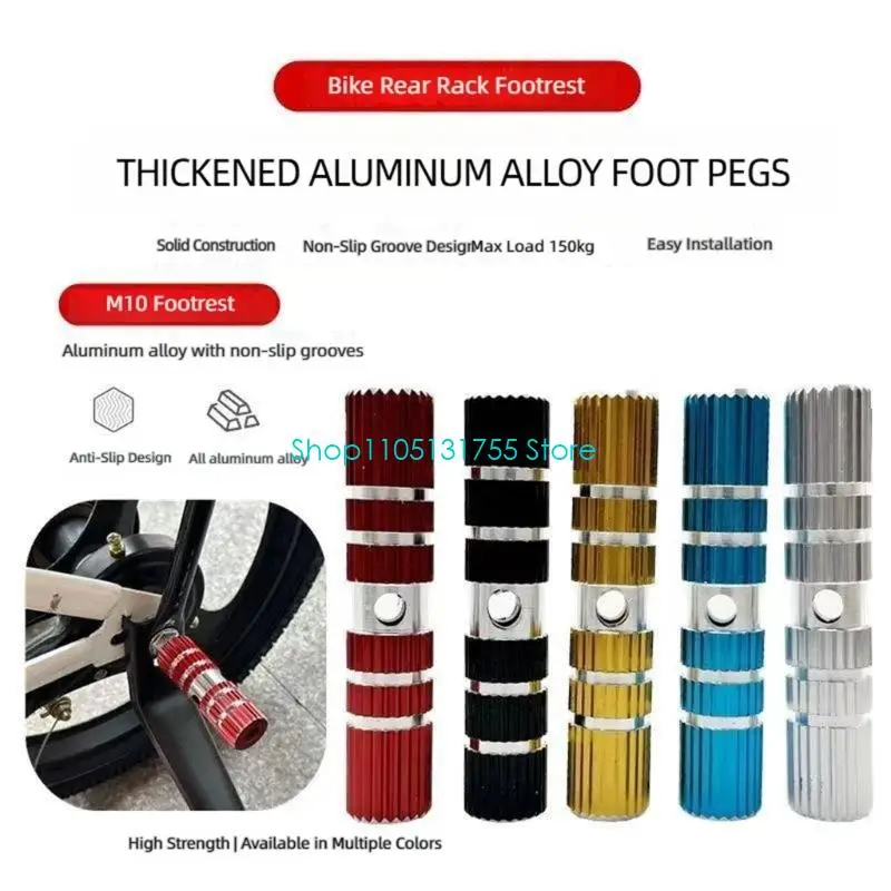 K0EF Cycle Rear Pedals Footrest Pair, Grooved Aluminum Body Bike Foot Peg with Screw Mount Form for Family and Daily Use