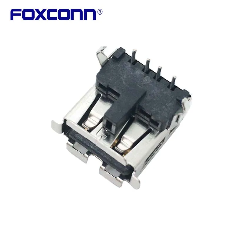 Foxconn UB11153-4K1-4F Single Layer Flanging 90 Degree Bend Foot Elevated type USB2.0 4Pin