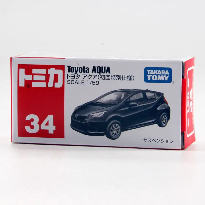 TAKARA TOMY Tomica 1/59 NO.34 Toyota AQUA Car Mini Diecast Alloy Model Car Toy Metal Gifts for Children Boys