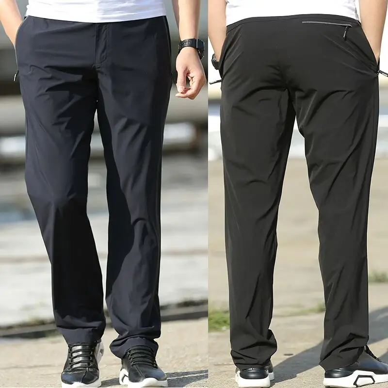 

Quick Dry Summer Thin Straight Loose Men's Casual Pants Ice Silk Outdoor Long Trousers Fashionable Urban Style Straight Leg P...