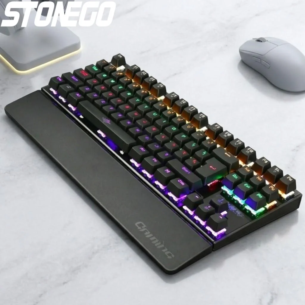 

Проводная механическая игровая клавиатура USB с подсветкой, 26 клавиш, защита от фантомных нажатий, RGB LED-подсветка для геймеров