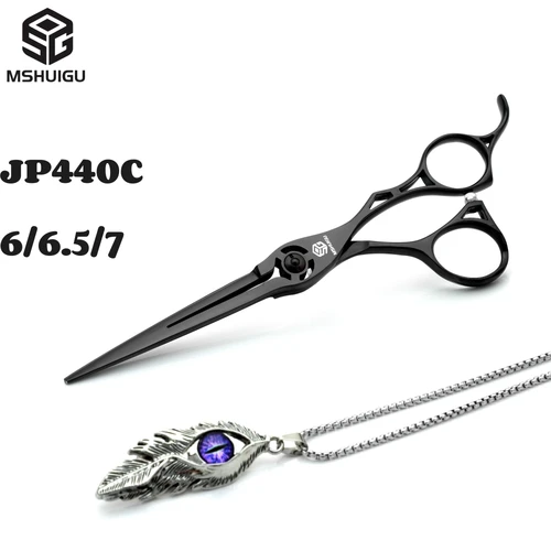 MSHUIGU Juego de tijeras de peluquero profesionales japonesas 440C tijeras para adelgazar el cabello de 6-6,5-7 pulgadas adecuadas para el hogar y el salón de peluquería