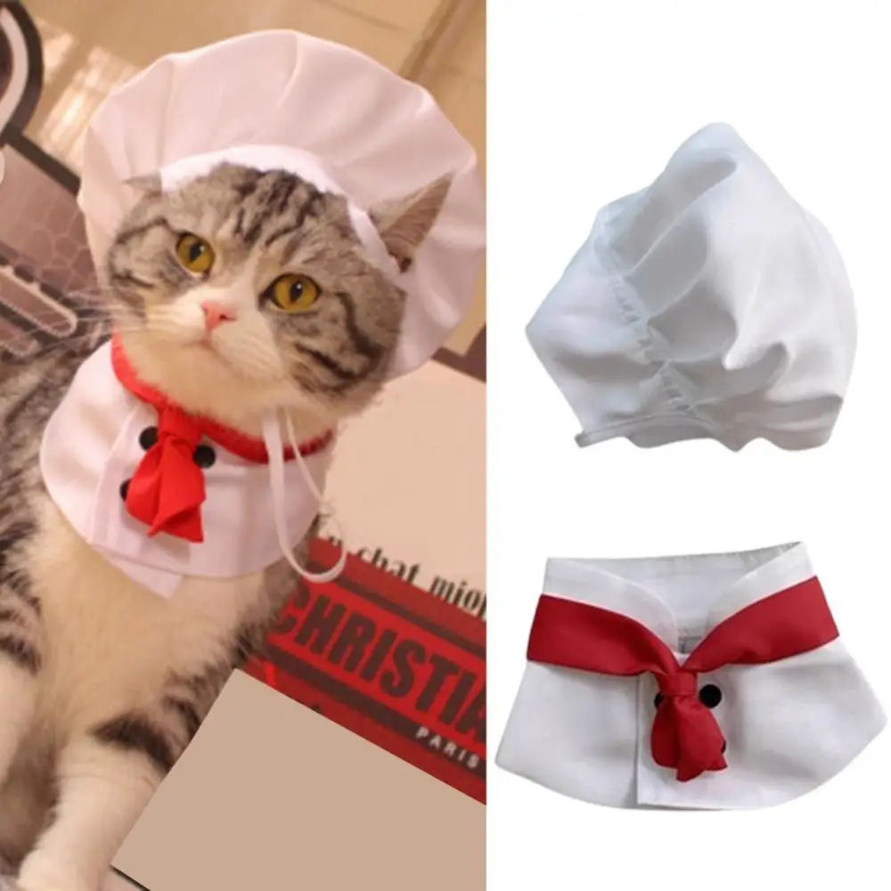 Cat Chef Hat Set Pet Cooking King Hat Cat Dog Transformation Dress Cosplay Props Pet Accessories