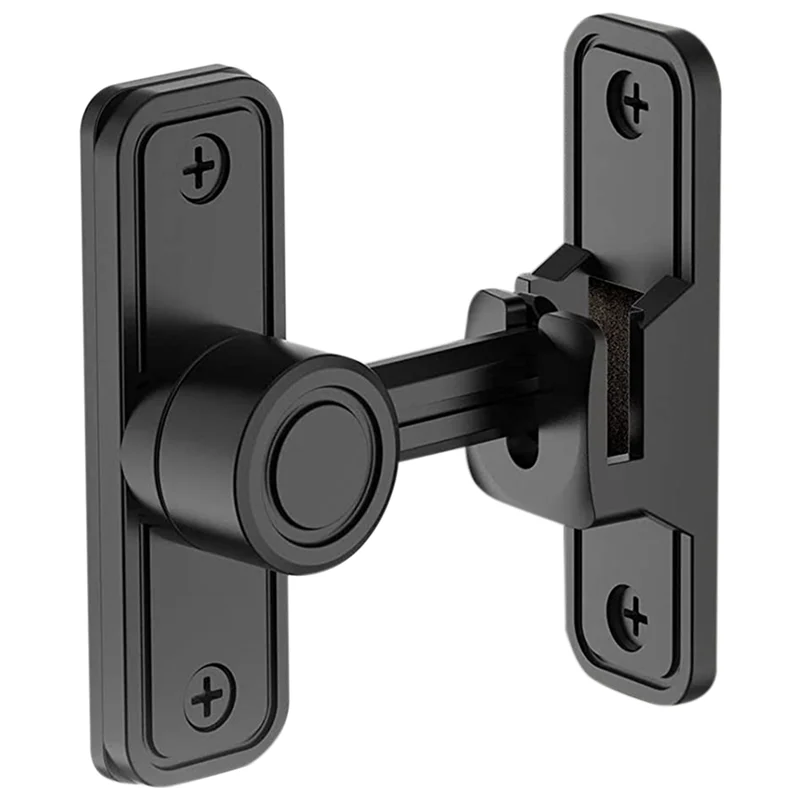 N09R Heavy Duty Gate Latches 90 Degree Right Angle Barn Door Lock Anti-Theft Sliding Door Lock Latch for Garden Black