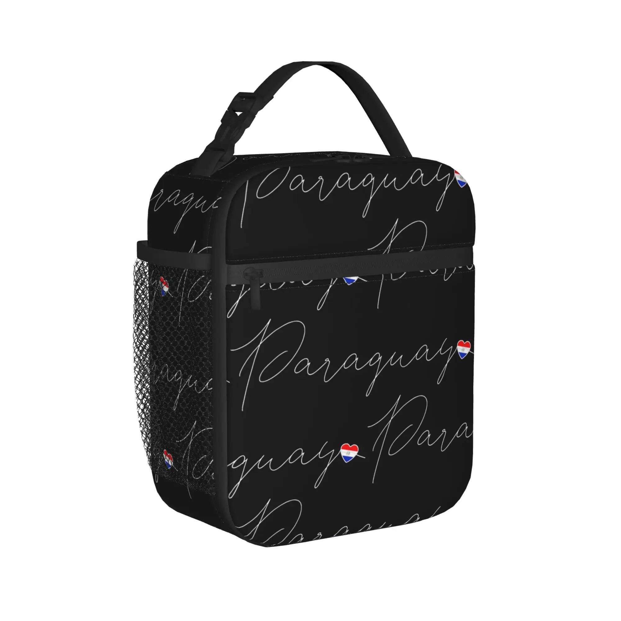 

Paraguay Simple Love Paraguayan Flag Heart Thermal Insulated Lunch Bag for Work Portable Food Bag Thermal Cooler Lunch Box