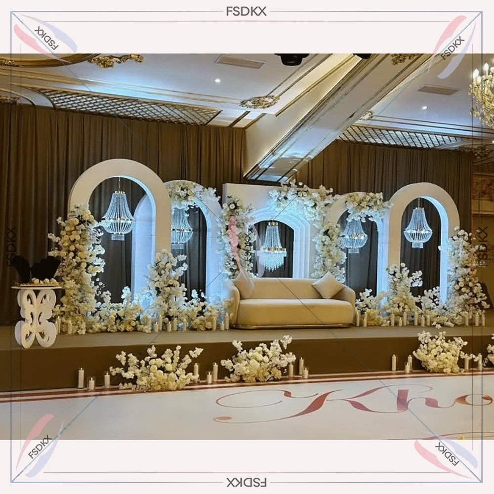 FSDKX factory party supplies 5PCS PVC 3D backdrop stand wedding decor backdrop Arc arch background for Birthday party