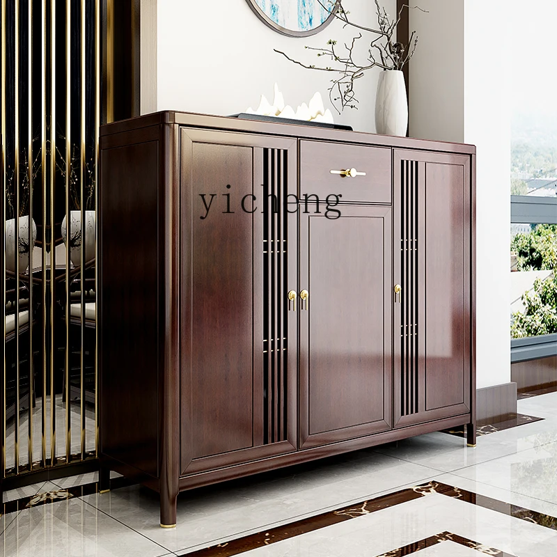 

TWR Solid Wood Large Capacity Pure Storage Cabinet Sandalwood Entryway Hall Cabinet