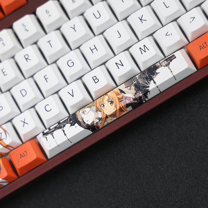Anime Sword Art Online Asuna 108 Key Caps PBT DYE Sublimation Cherry MX Cross Axis Switch Keycap Mechanical Keyboard Gaming Gift