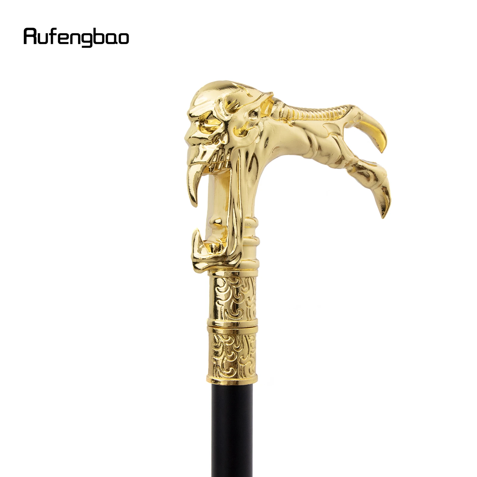 Golden Ghost Skull Head Fashion Walking Stick Decorative Cospaly Vintage Party Fashionable Walking Cane Halloween Crosier 93cm