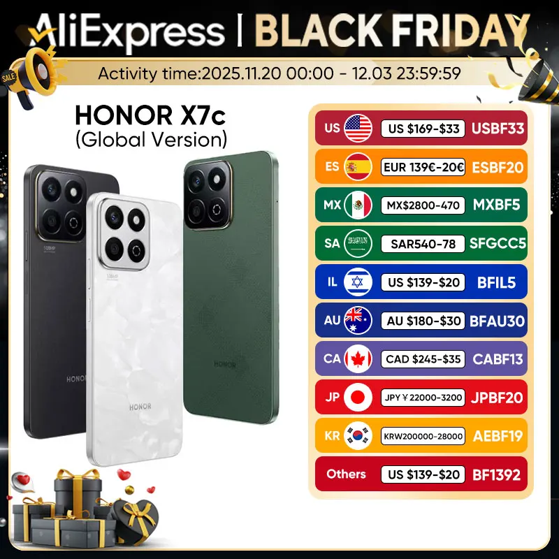 Global Version HONOR X7c 4G SmartPhone Snapdragon 685 6.77'' 120Hz IPS LCD Display 108MP Camera 6000mAh Battery Anti-Fall Phone