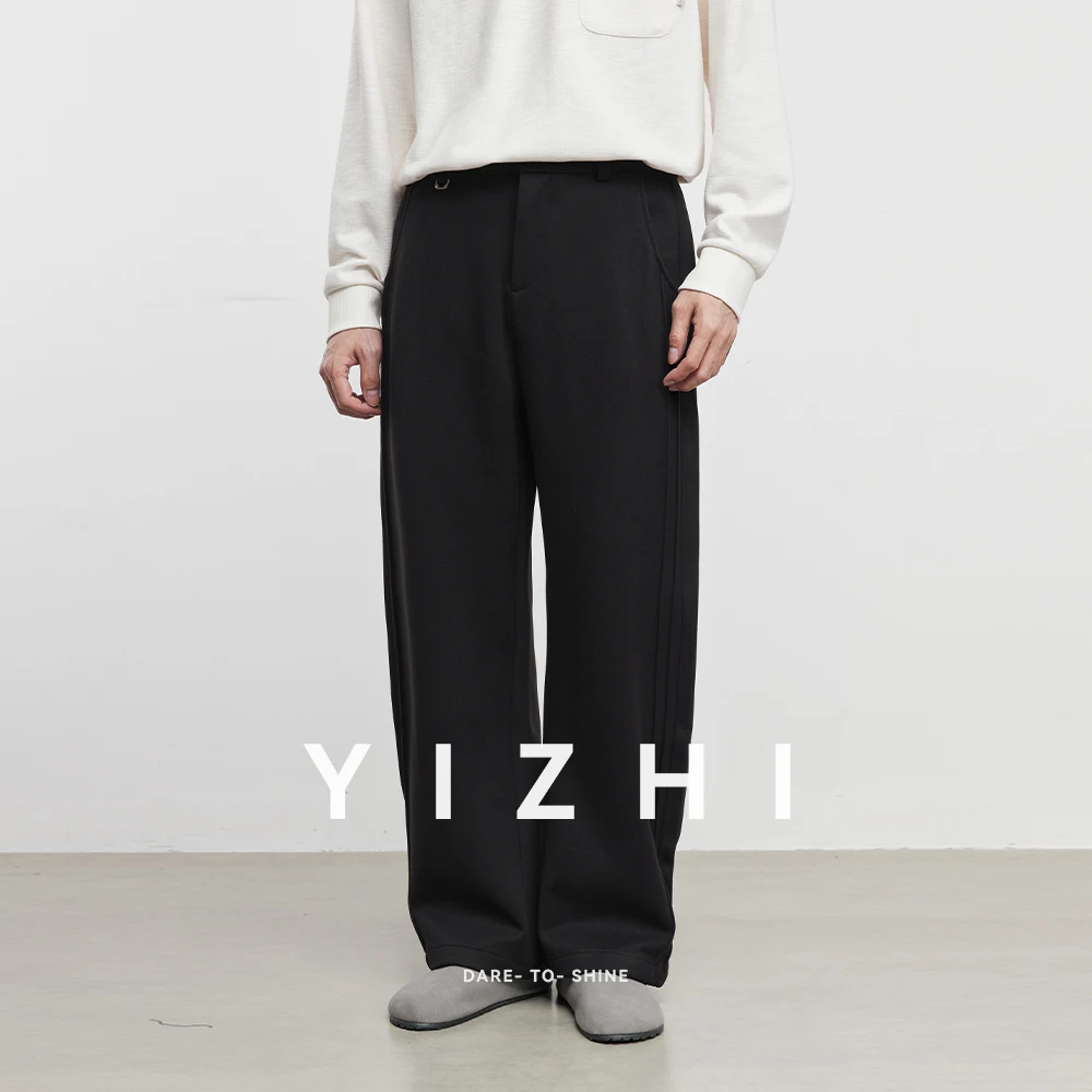 

Fashion Men's Classic Sweatpants Casual Pants 2025 Winter New Versatile Loose Straight Trousers Winter Plus Fleece Pants Warmth