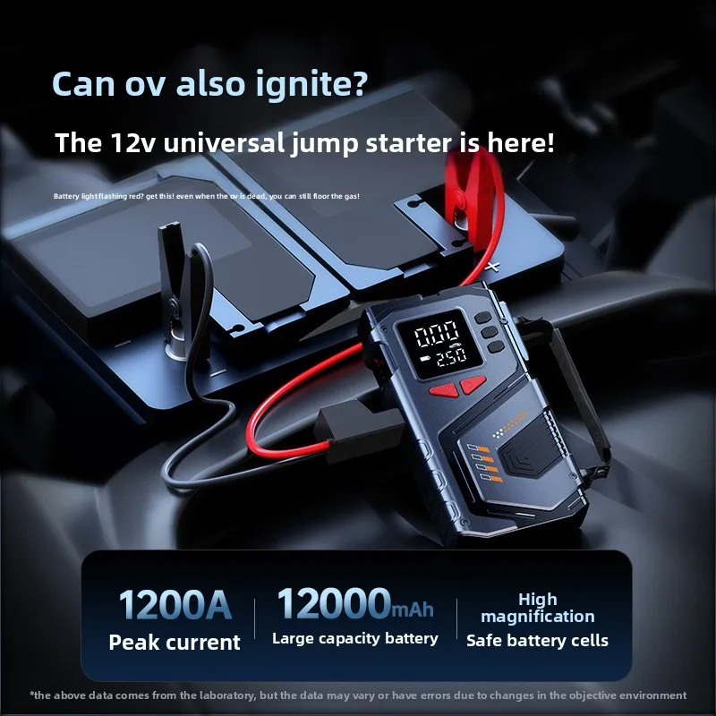 Portable Jump Starter Air Compressor 12V Car Tires Inflator with LED Light And Pressure Gauge for Petrol Diesel Cars 150 PSI